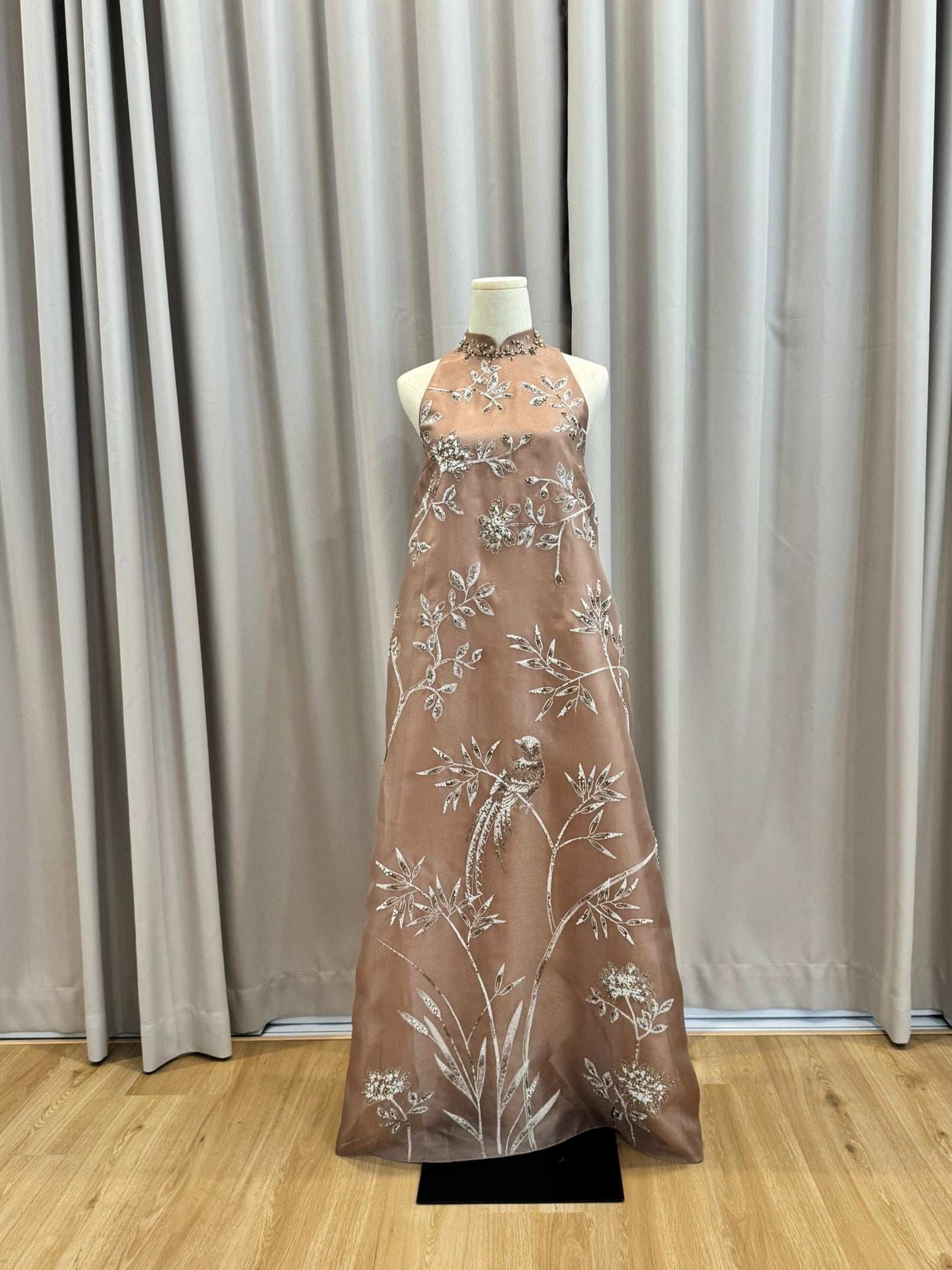 Cheongsam | Evening | Mier Atelier - Sleeveless Chiffon Pink Beaded