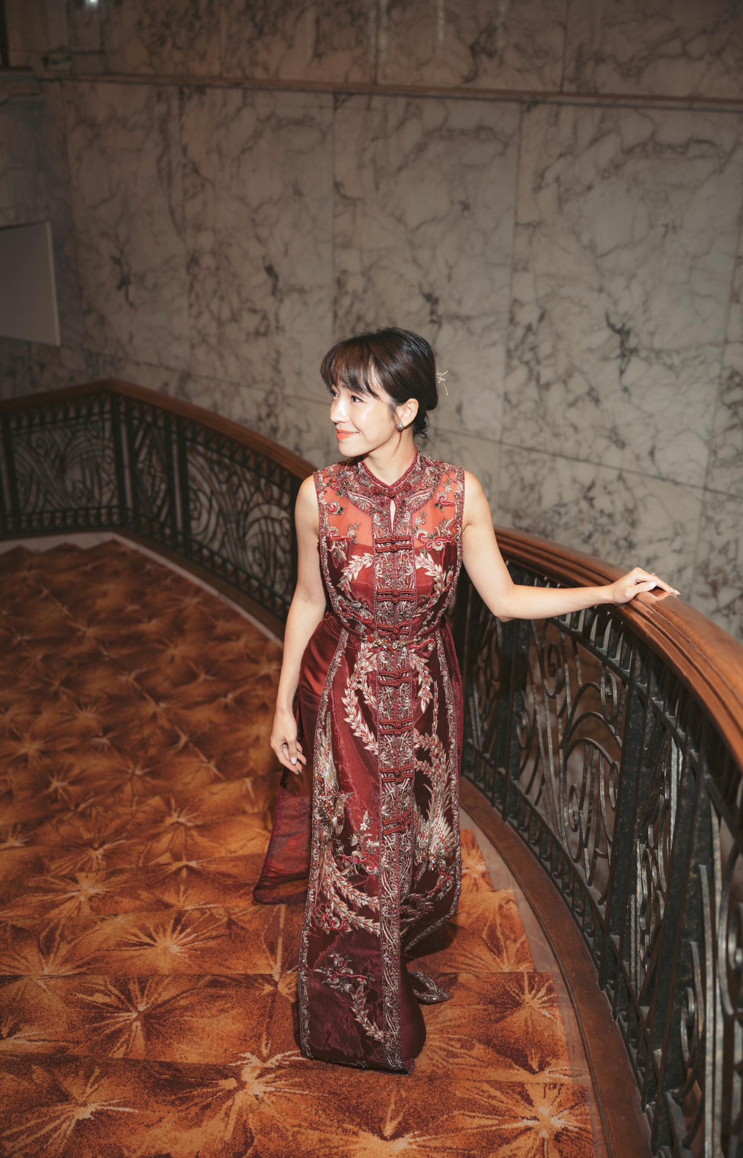 Cheongsam | Stella Lunardy - Maroon 2-Piece Cheongsam