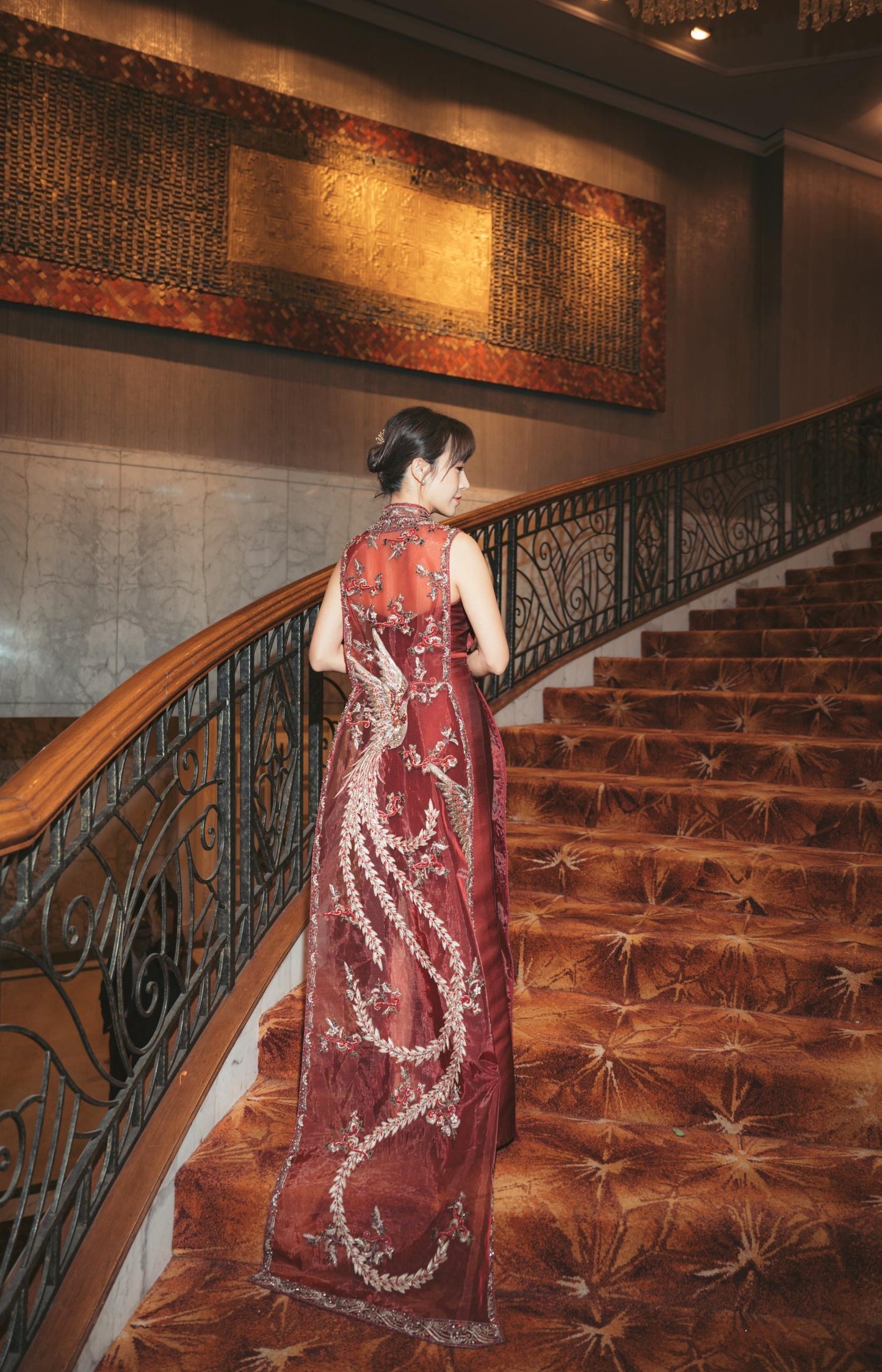 Cheongsam | Stella Lunardy - Maroon 2-Piece Cheongsam