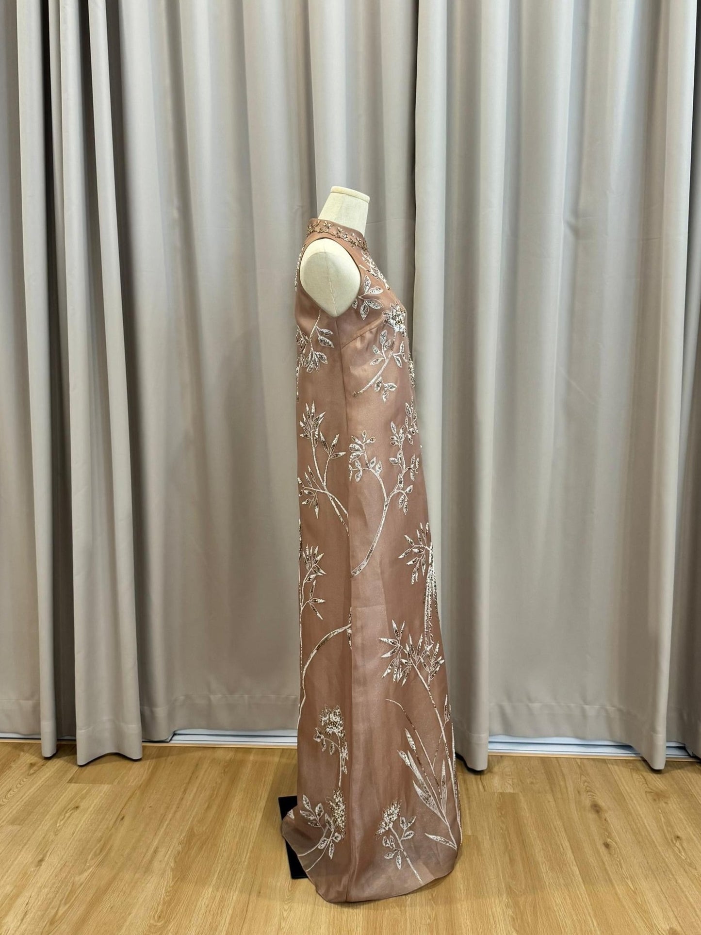 Cheongsam | Evening | Mier Atelier - Sleeveless Chiffon Pink Beaded