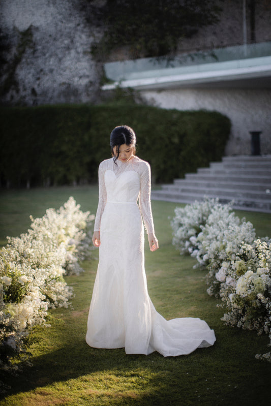 Bridal | Hian Tjen - White Beaded Long Sleeve