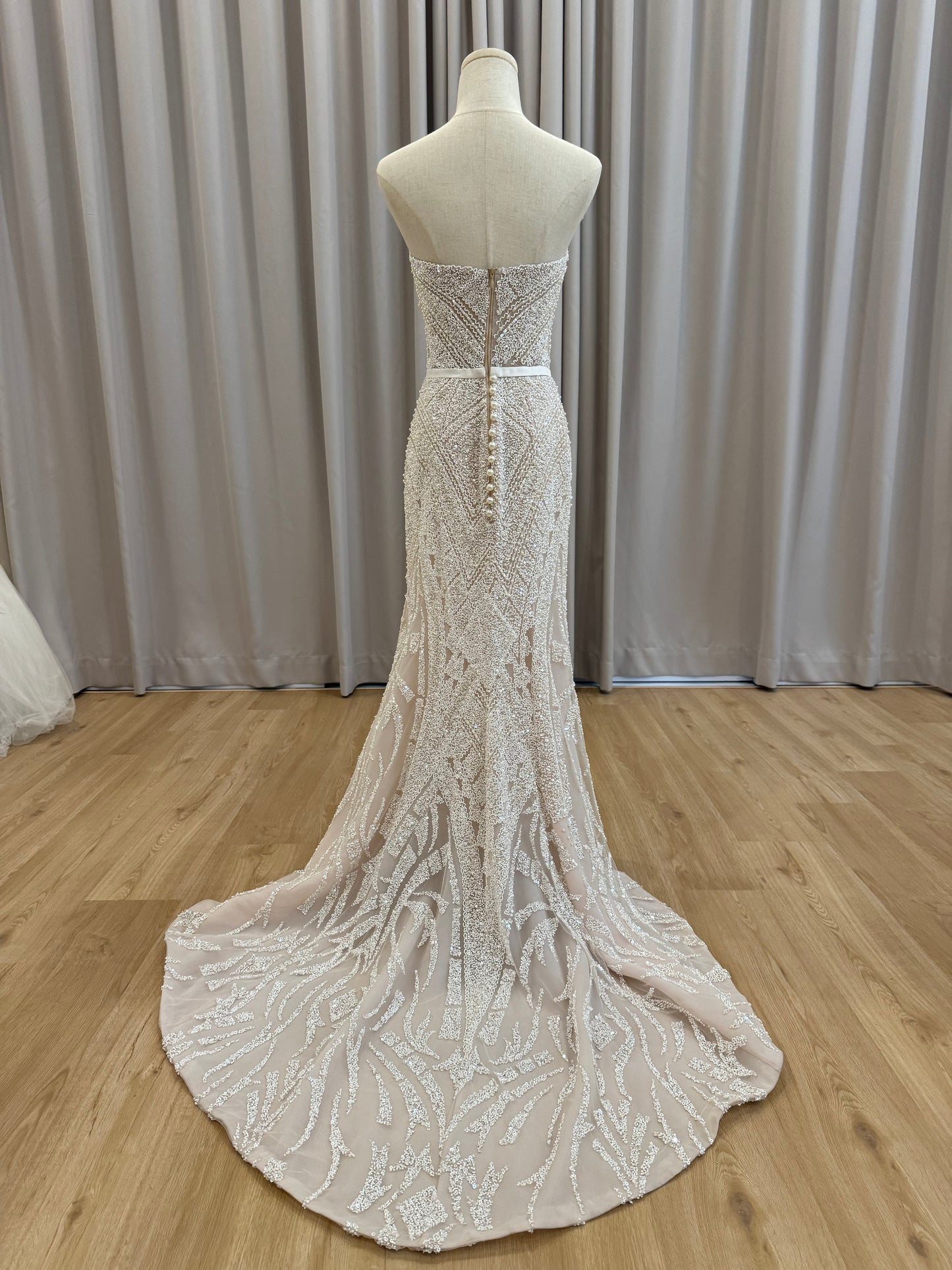 Bridal | Hian Tjen - Geometrical Sweetheart Champagne Beaded