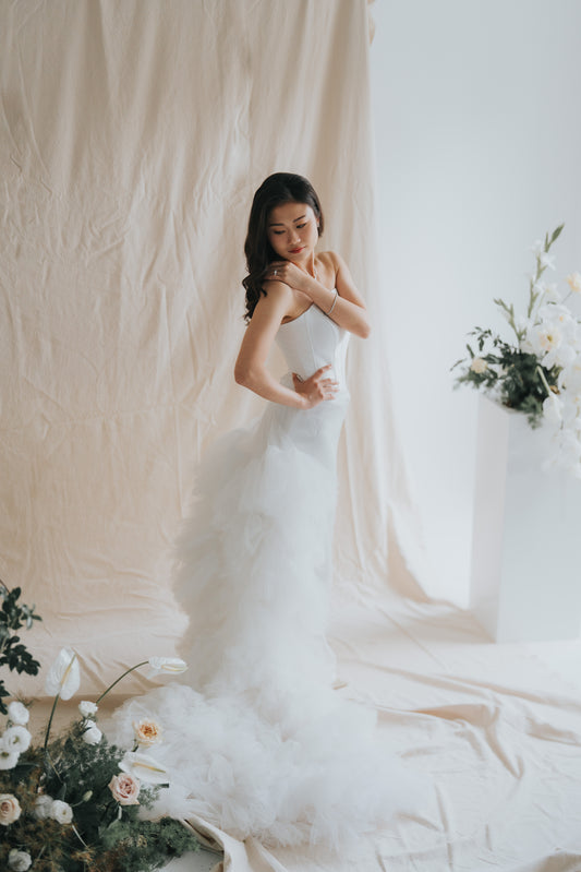 Bridal | Soecah - Dreamy White with Detachable Train and Cape