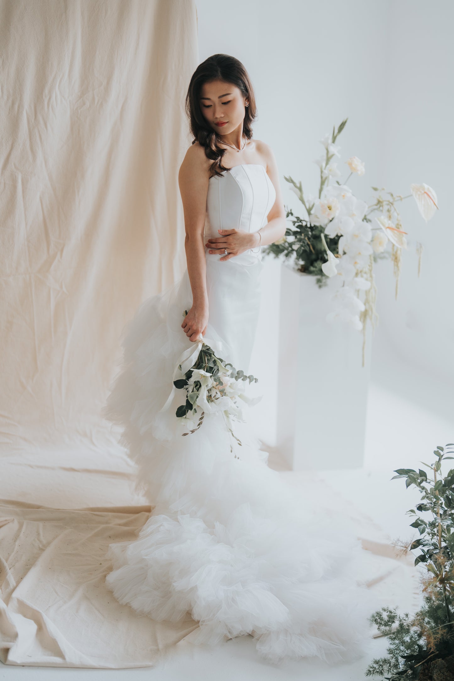 Bridal | Soecah - Dreamy White with Detachable Train and Cape