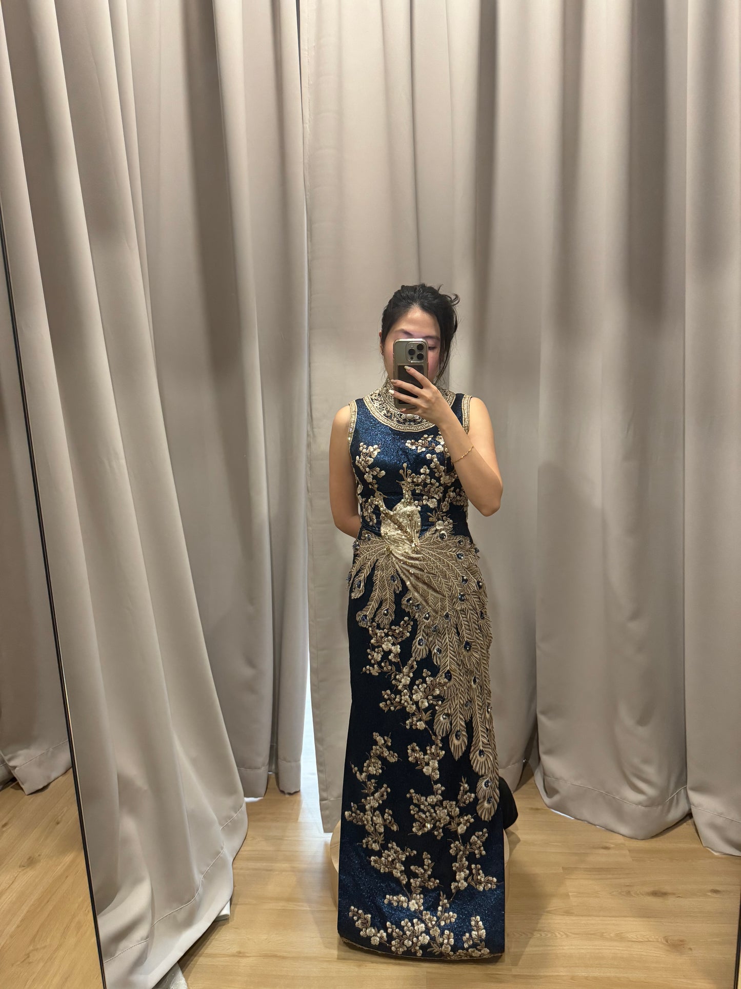 Cheongsam | Stella Lunardy - Navy Blue Peacock