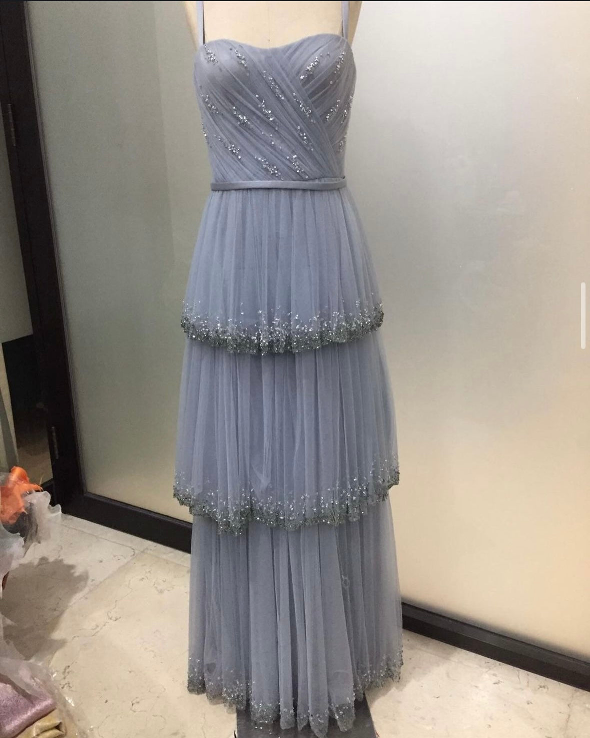 Evening | Mier Atelier - Grey Beaded Tulle