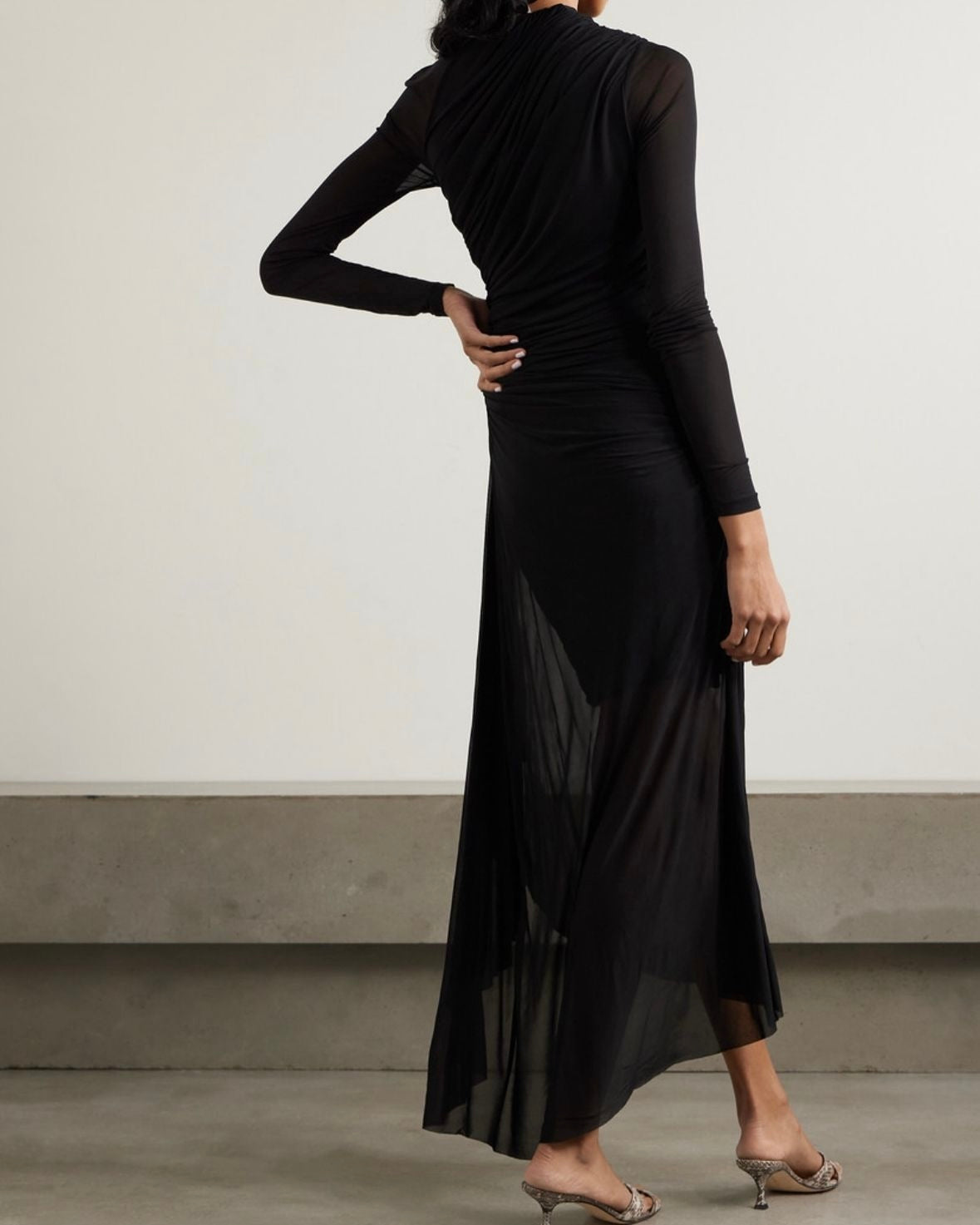 Evening | Zimmerman - Asymmetric Ruched Stretch-Mesh in Midi