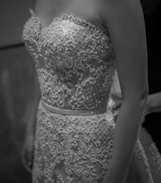 Bridal | Hian Tjen - Beige Sweetheart Beaded