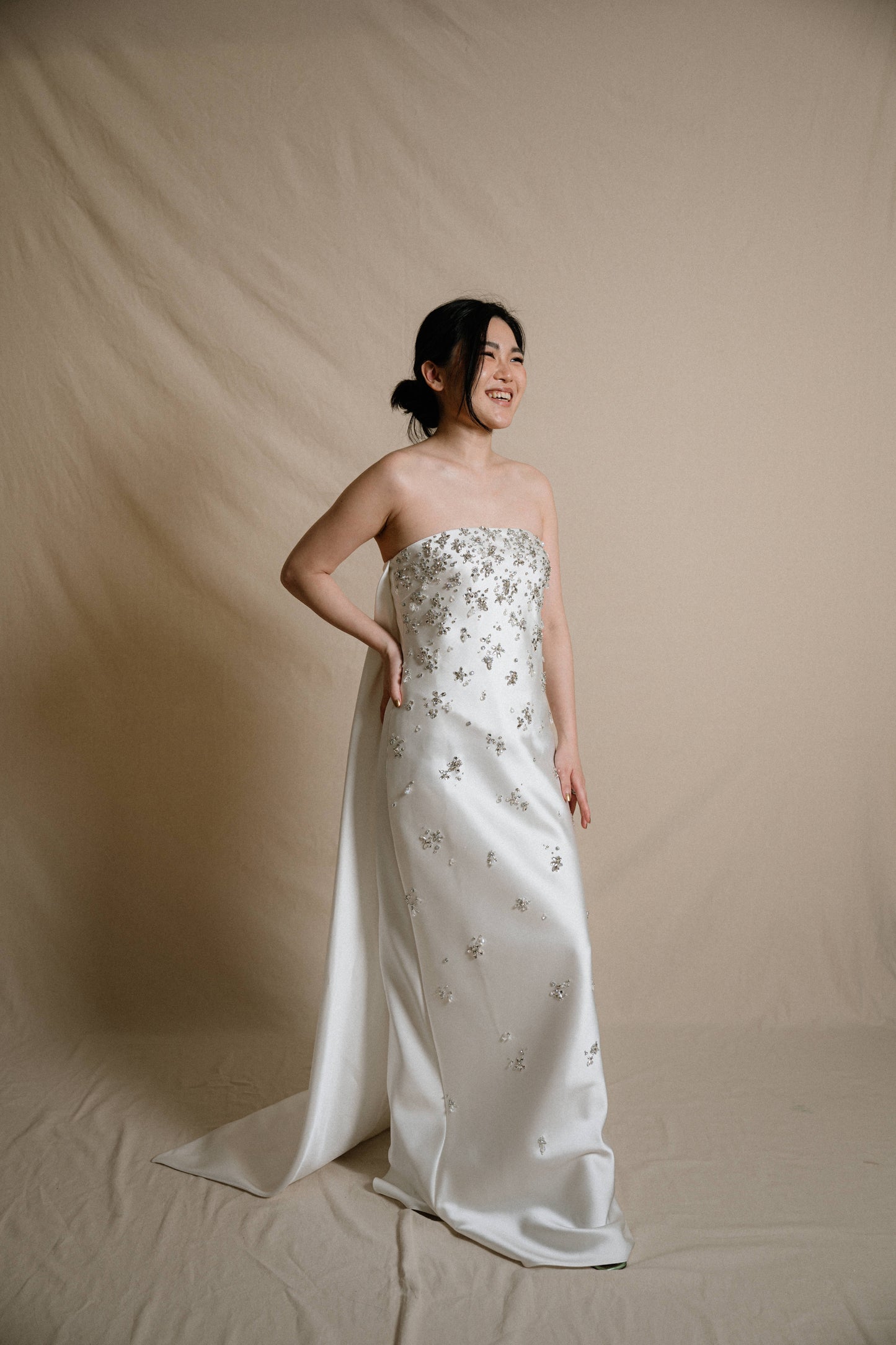 Bridal | Mier - Bejewelled in White (with Detachable Cape)