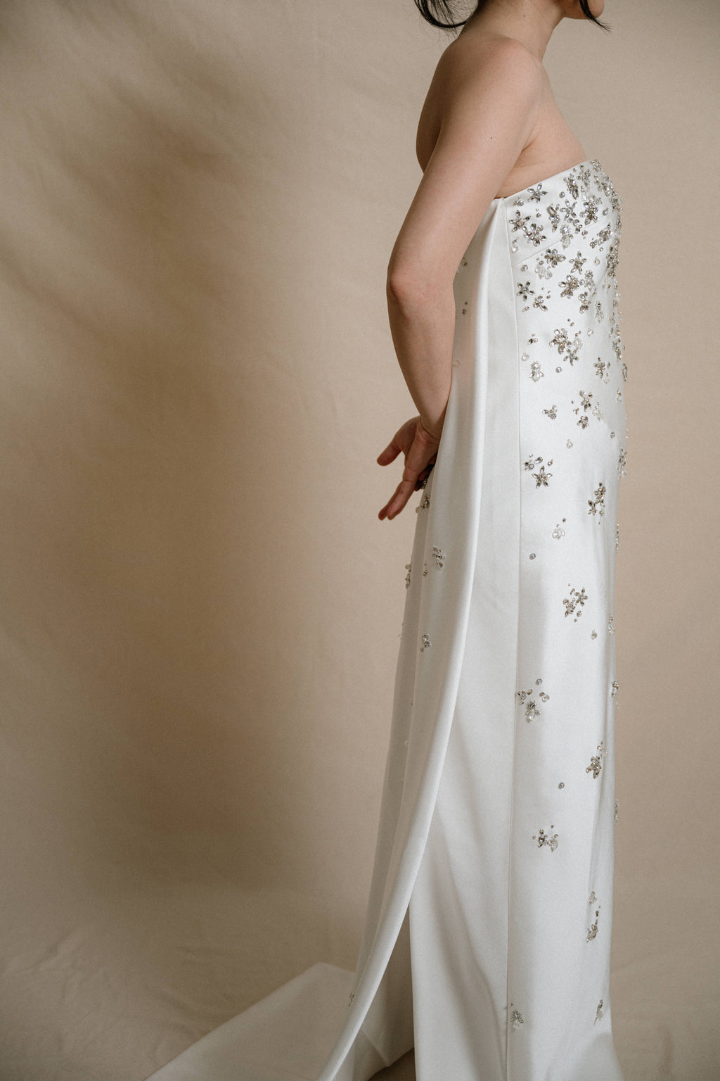 Bridal | Mier - Bejewelled in White (with Detachable Cape)