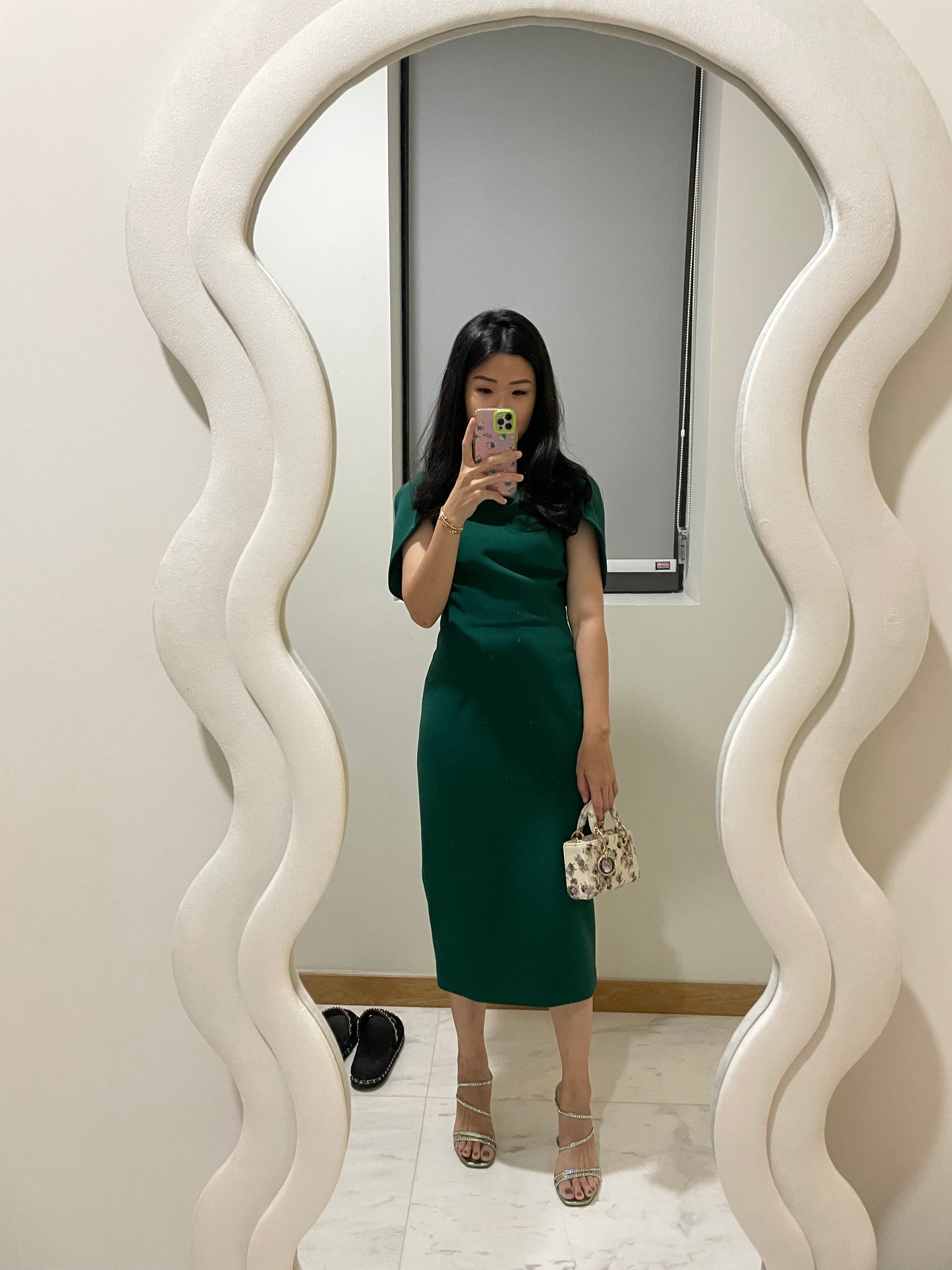 Evening | Safiyaa - Midi Dress in Alpine Green (Removable collar)