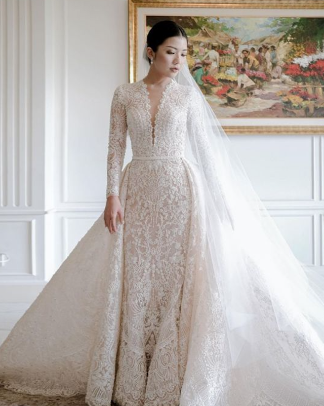 Bridal | Stella Lunardy - Long Sleeve V Neck Lace