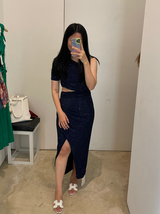 Evening | Self-Portrait - Navy Cut-Out Dress