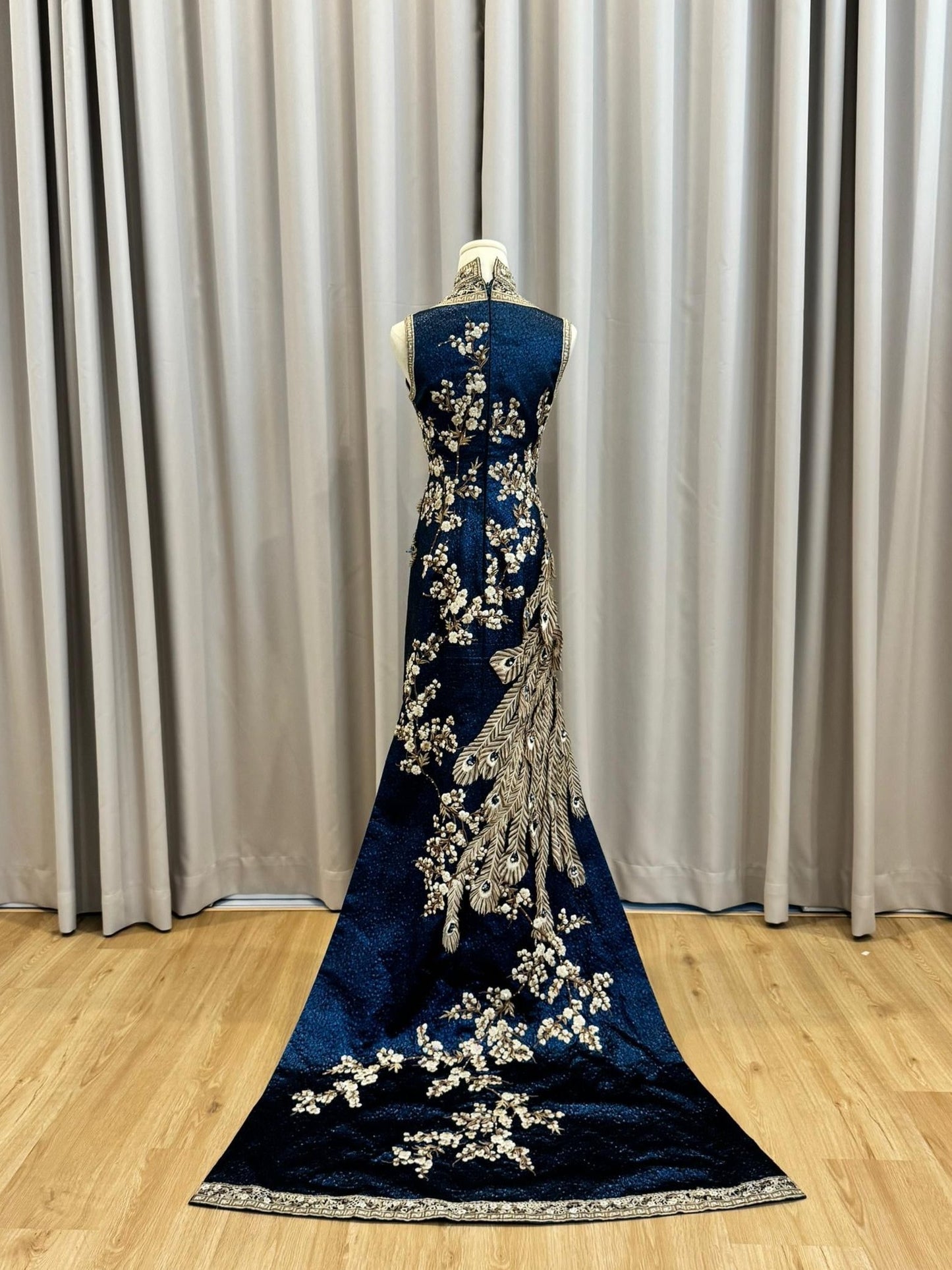 Cheongsam | Stella Lunardy - Navy Blue Peacock