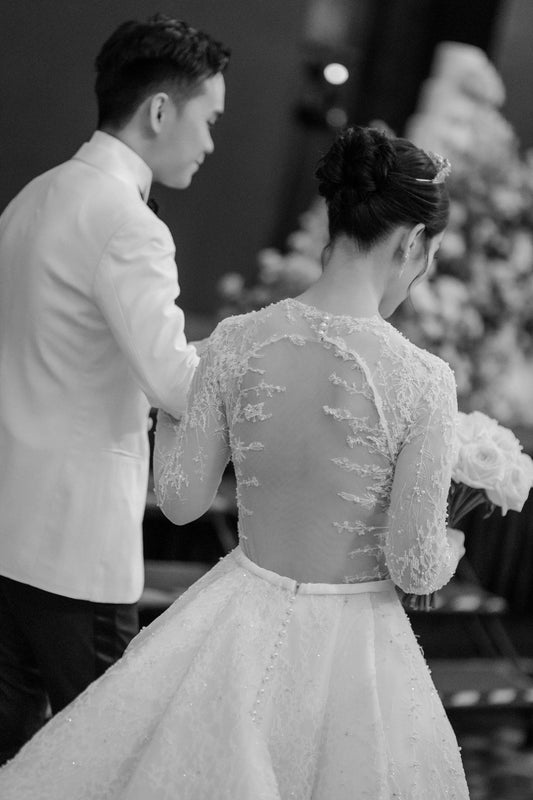 Bridal | Hian Tjen - Long Sleeve Ballgown Back Lace Detail