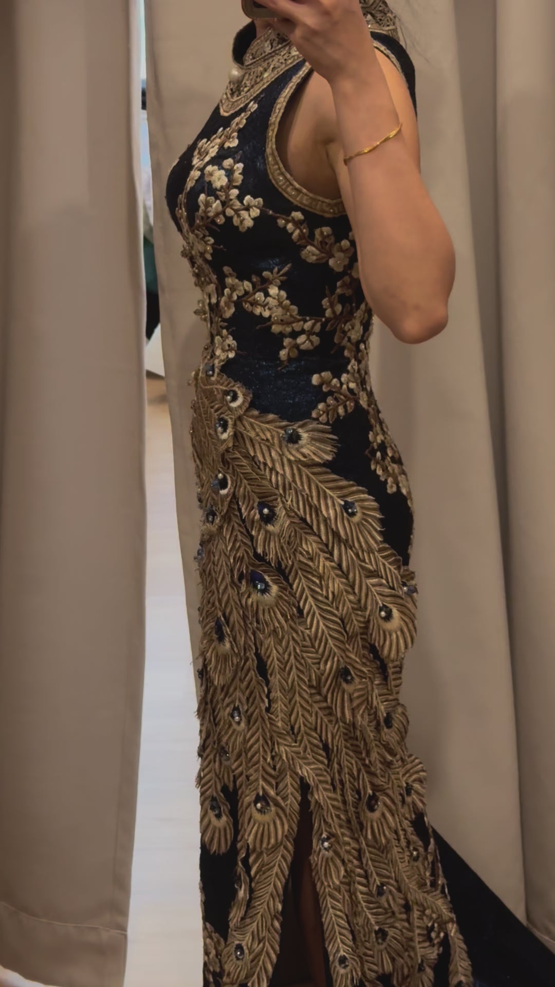 Cheongsam | Stella Lunardy - Navy Blue Peacock