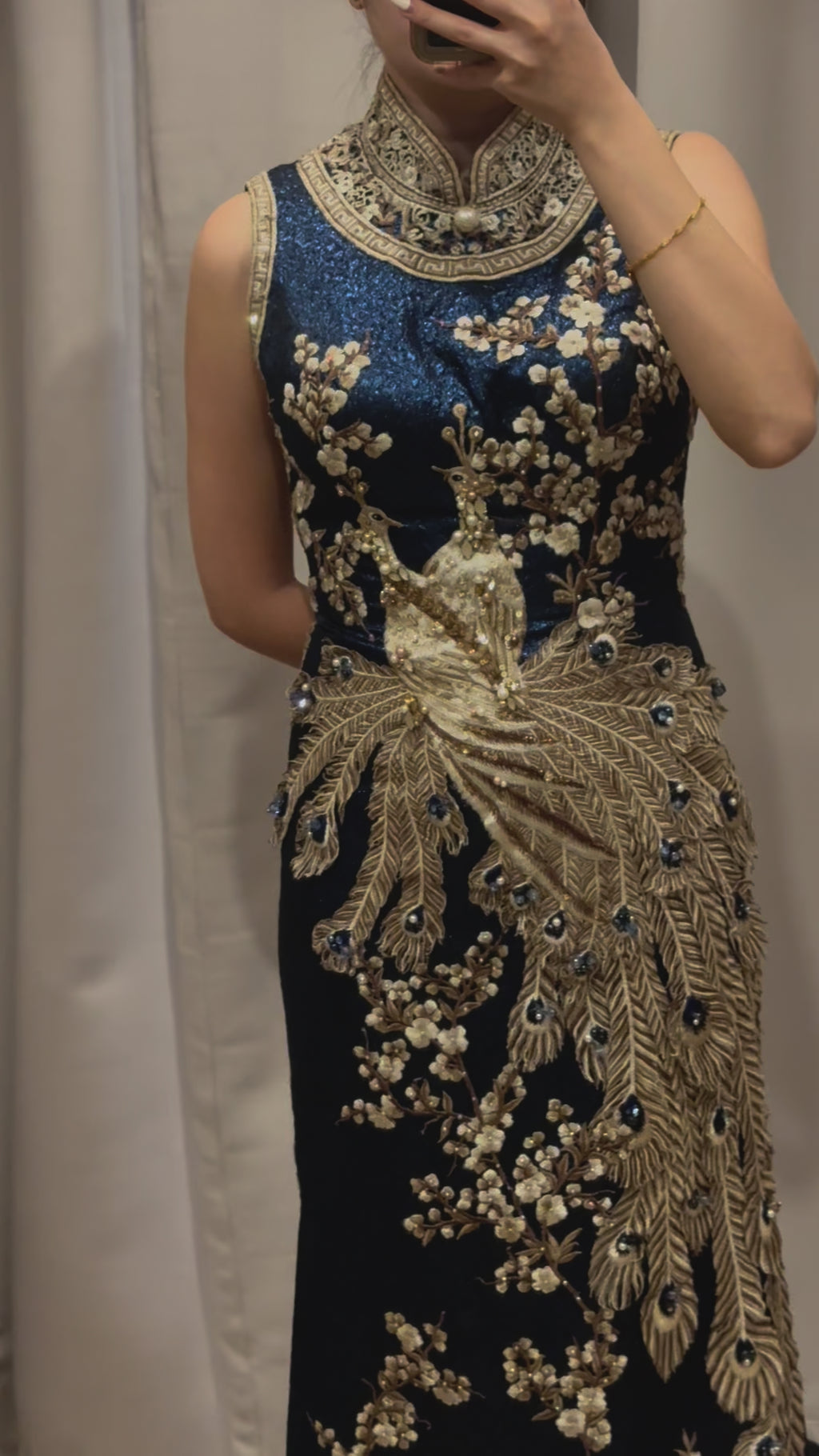 Cheongsam | Stella Lunardy - Navy Blue Peacock