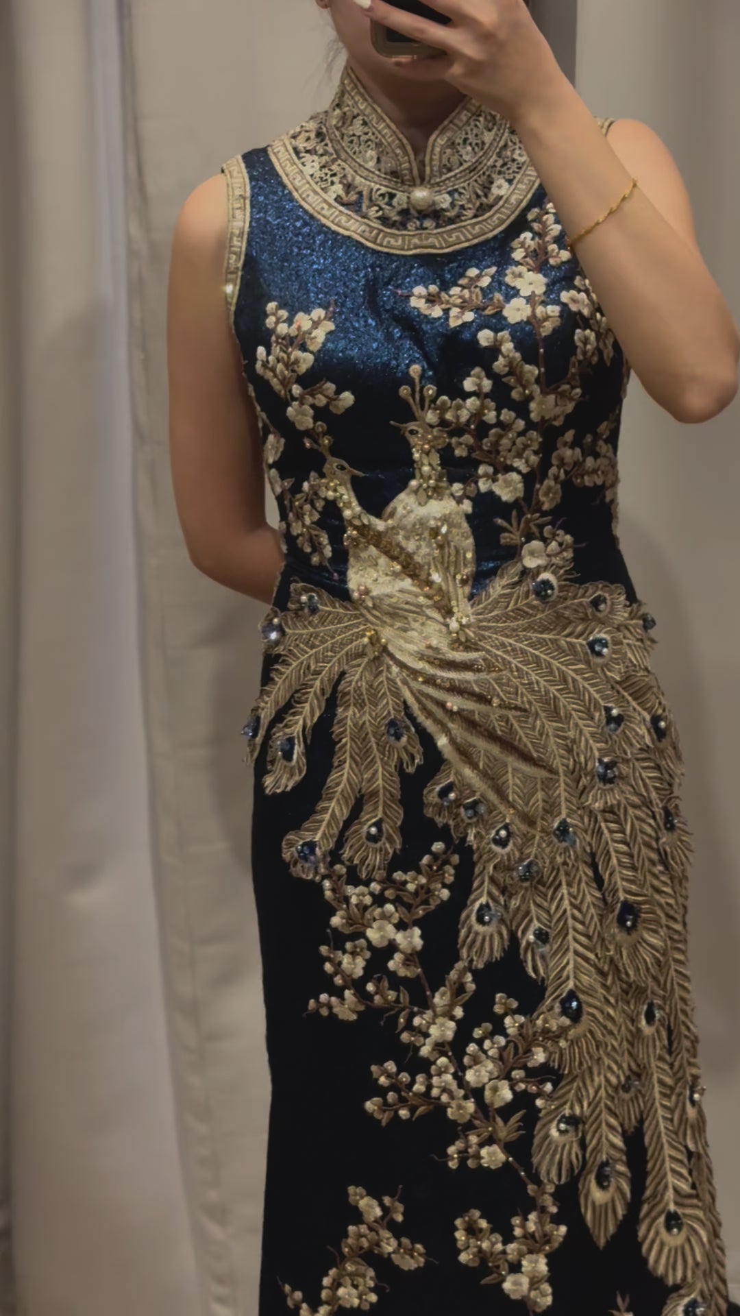 Cheongsam | Stella Lunardy - Navy Blue Peacock