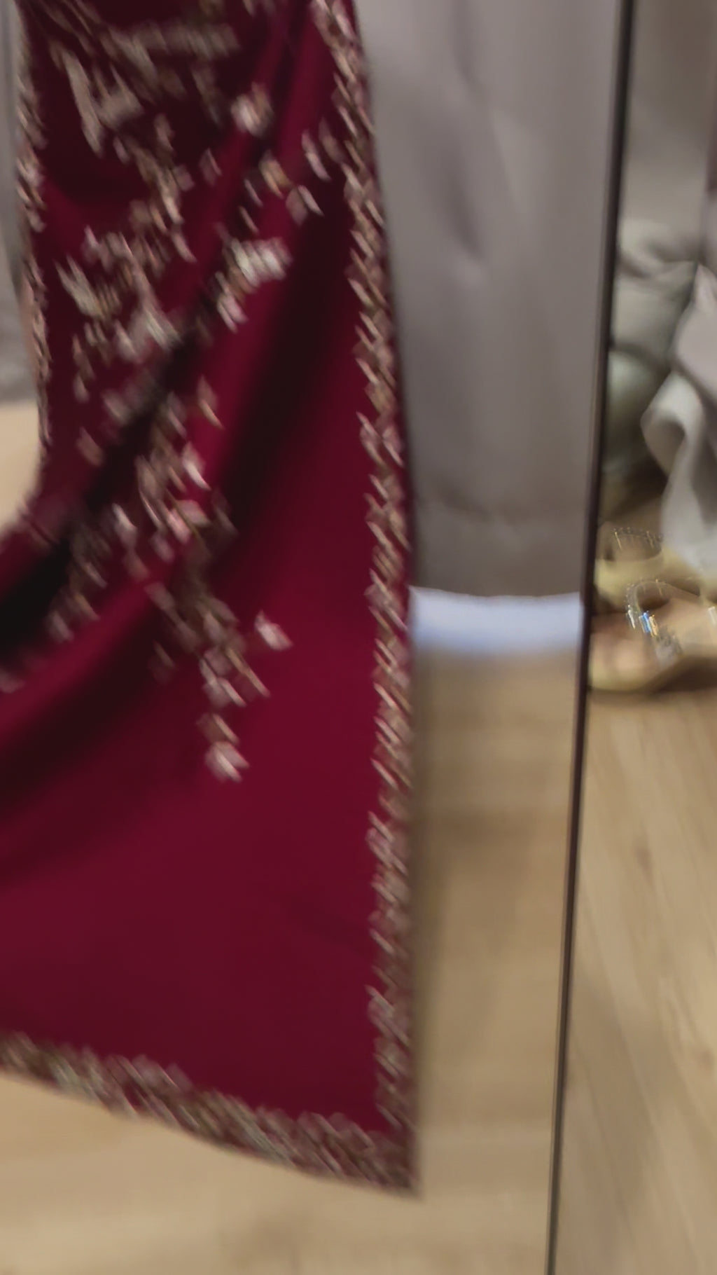 Cheongsam | Stella Lunardy - Maroon Embroidered Birds & Flowers
