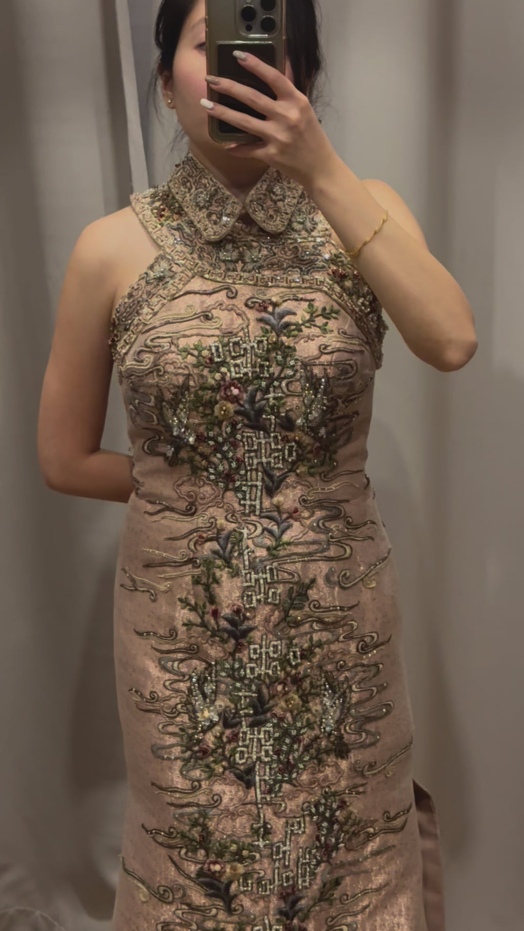 Cheongsam | Stella Lunardy - Baby Pink Collared and Embroidered Imperial